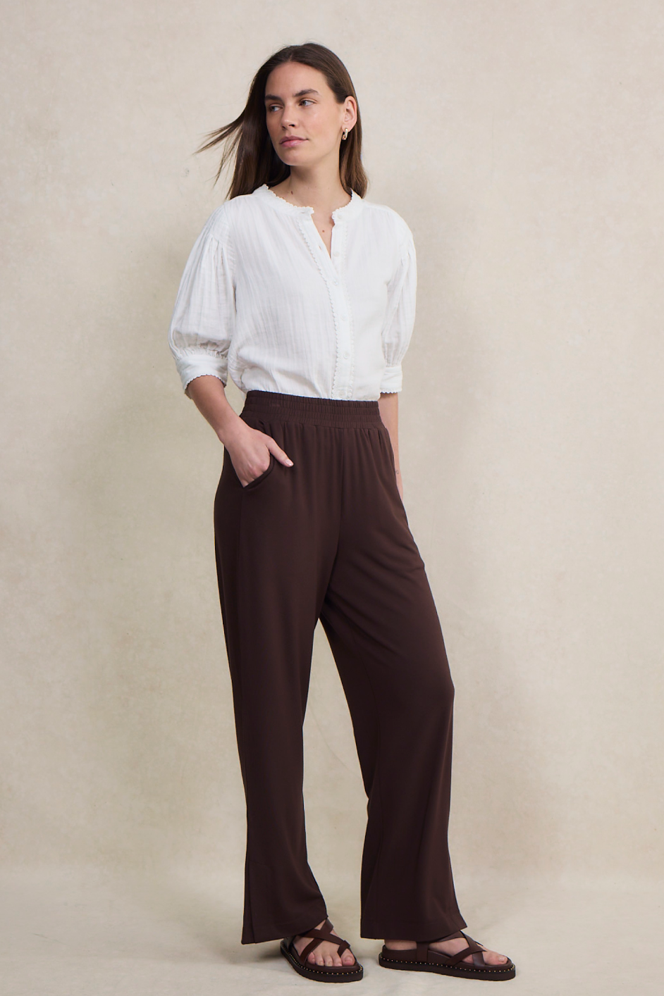 Sienna Split Hem Trouser - Cocoa