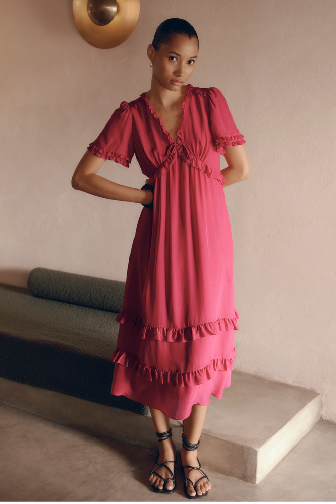 Lyra Silk Dress - Berry Crush