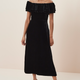 Brigitte Silk Velvet Dress - Black