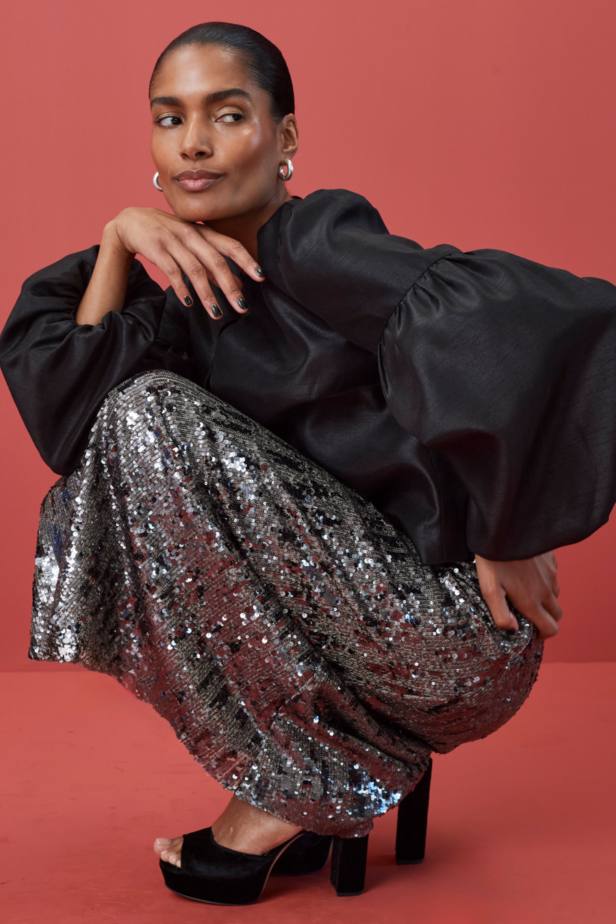 Suzy Sequin Skirt - Pewter