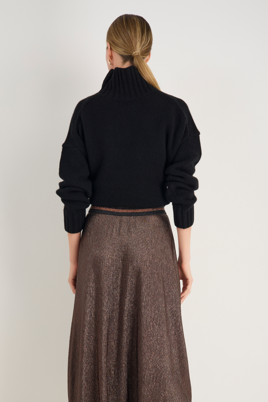 Liana Chunky Funnel Neck Jumper - Black