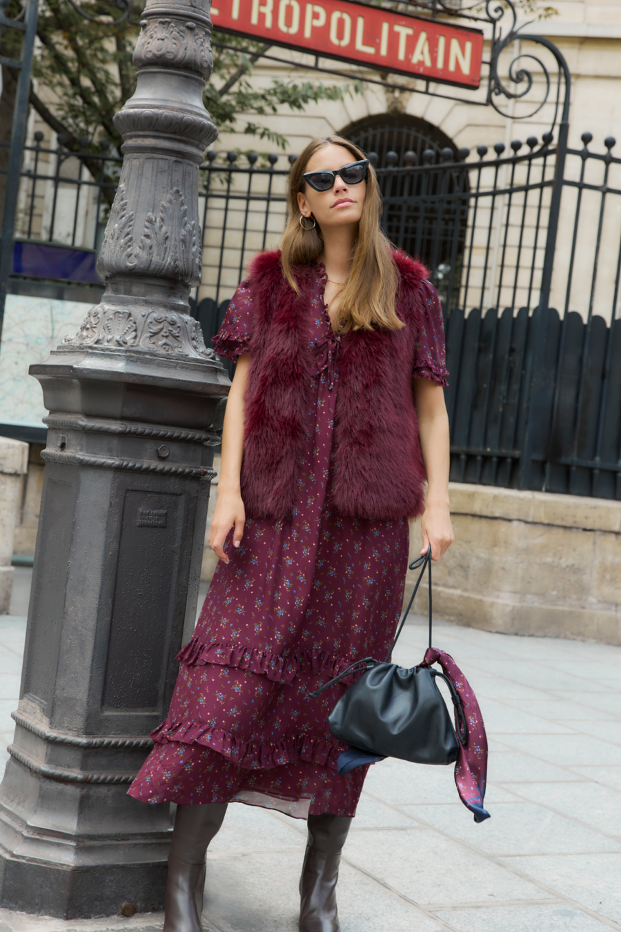 Cameron Faux Fur Gilet - Deep Fig