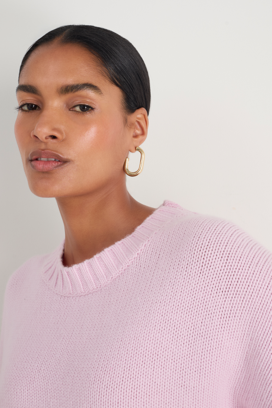 Liana Chunky Crew Neck Jumper - Blossom Pink