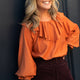 Erica Davies x WYSE Ruffle Blouse - Rust