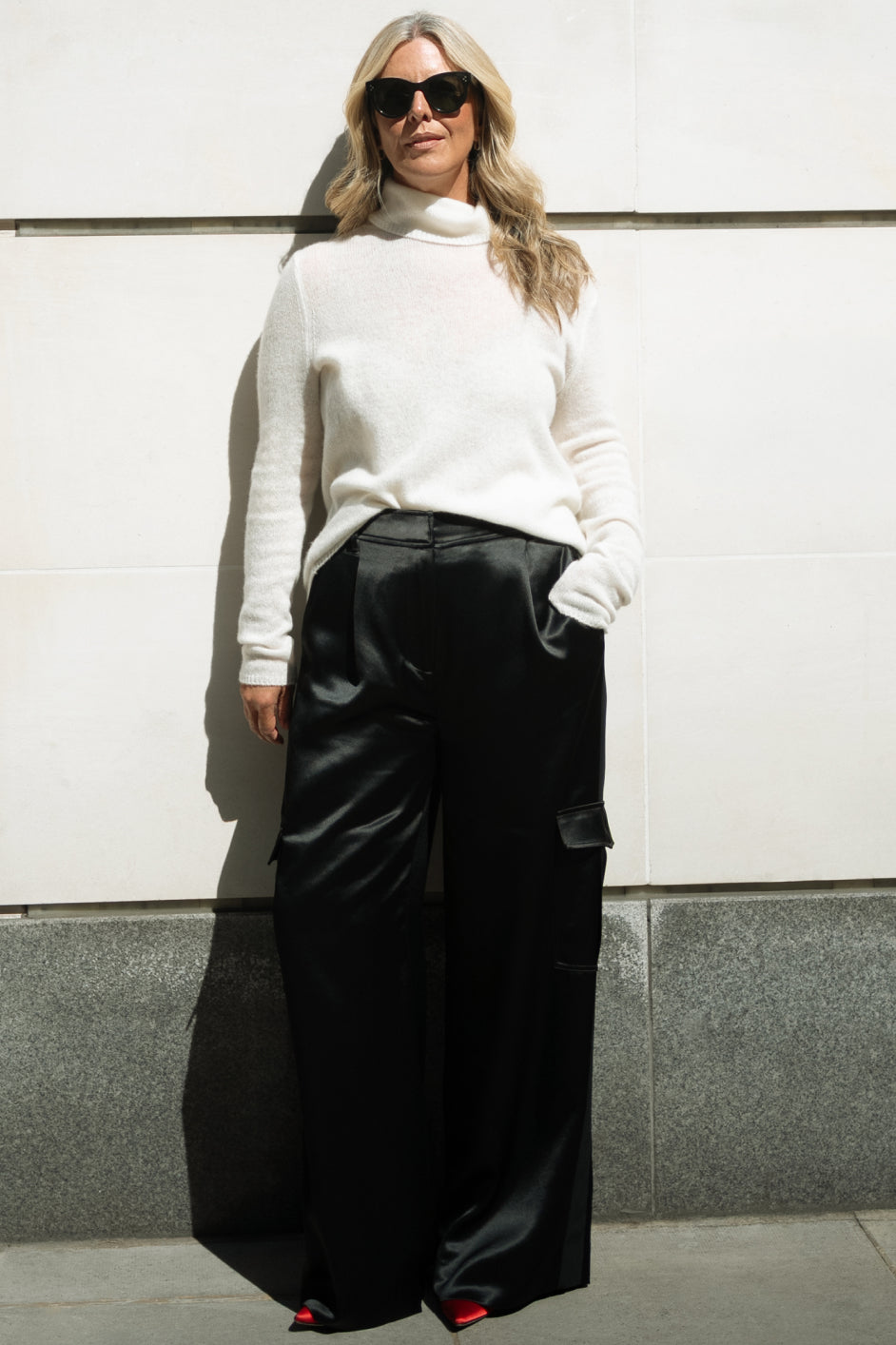 Erica Davies x WYSE Satin Cargo Trouser - Black