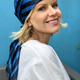 Cath x WYSE Silk Scarf - Blue Stripe