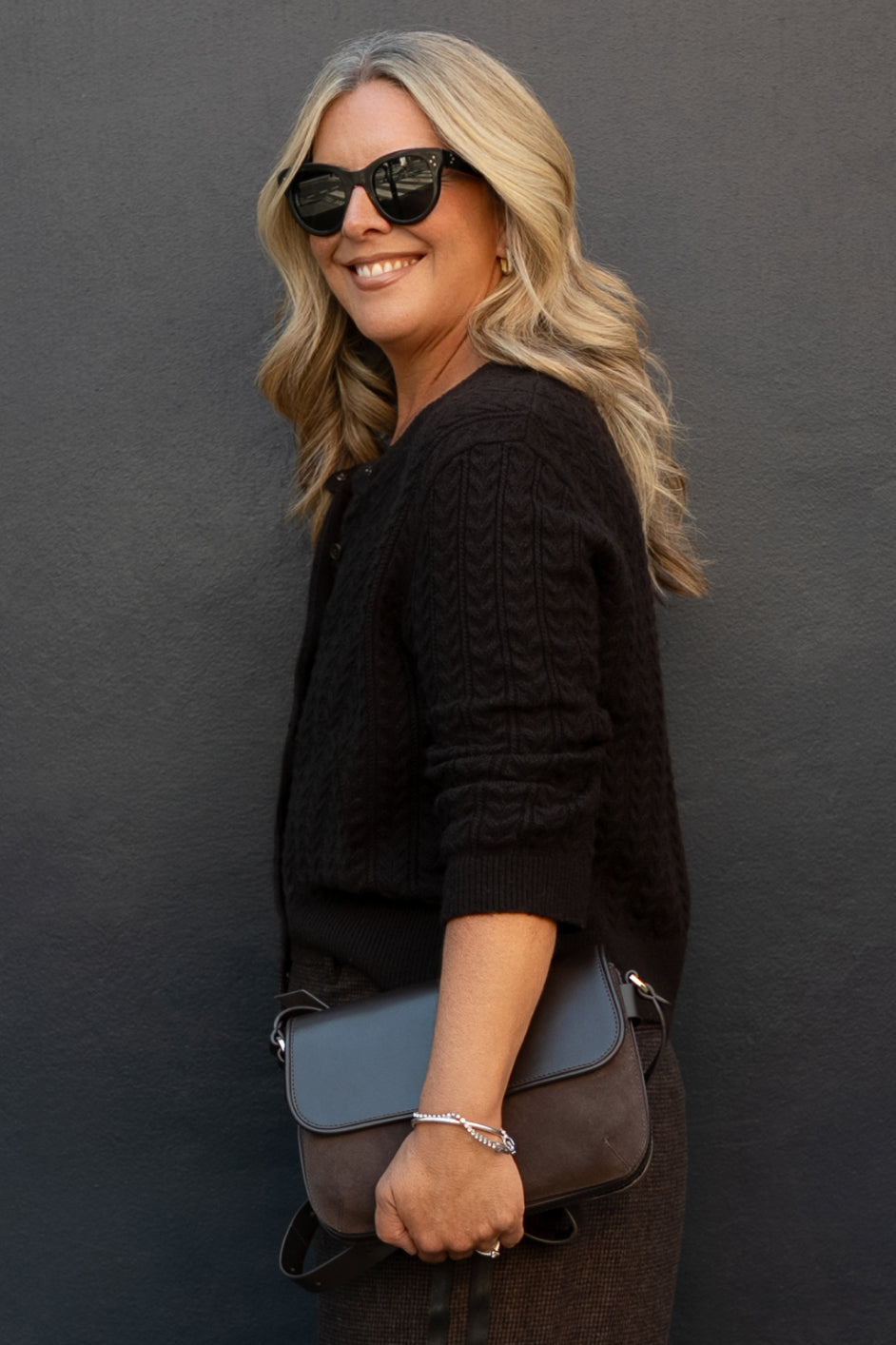 Erica Davies x WYSE Cable Cardigan - Chocolate