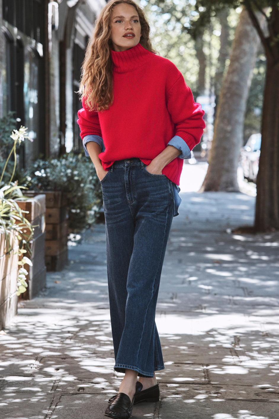 Imogen Cropped Wide Leg Jean - Mid Wash