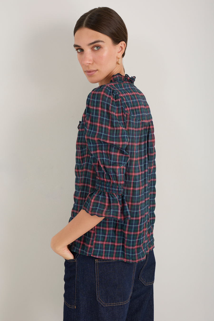 Frankie Blouse - Midnight/Evergreen Check