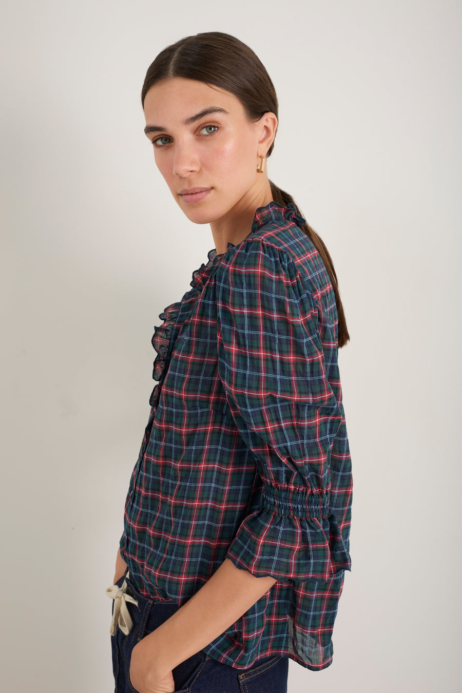 Frankie Blouse - Midnight/Evergreen Check