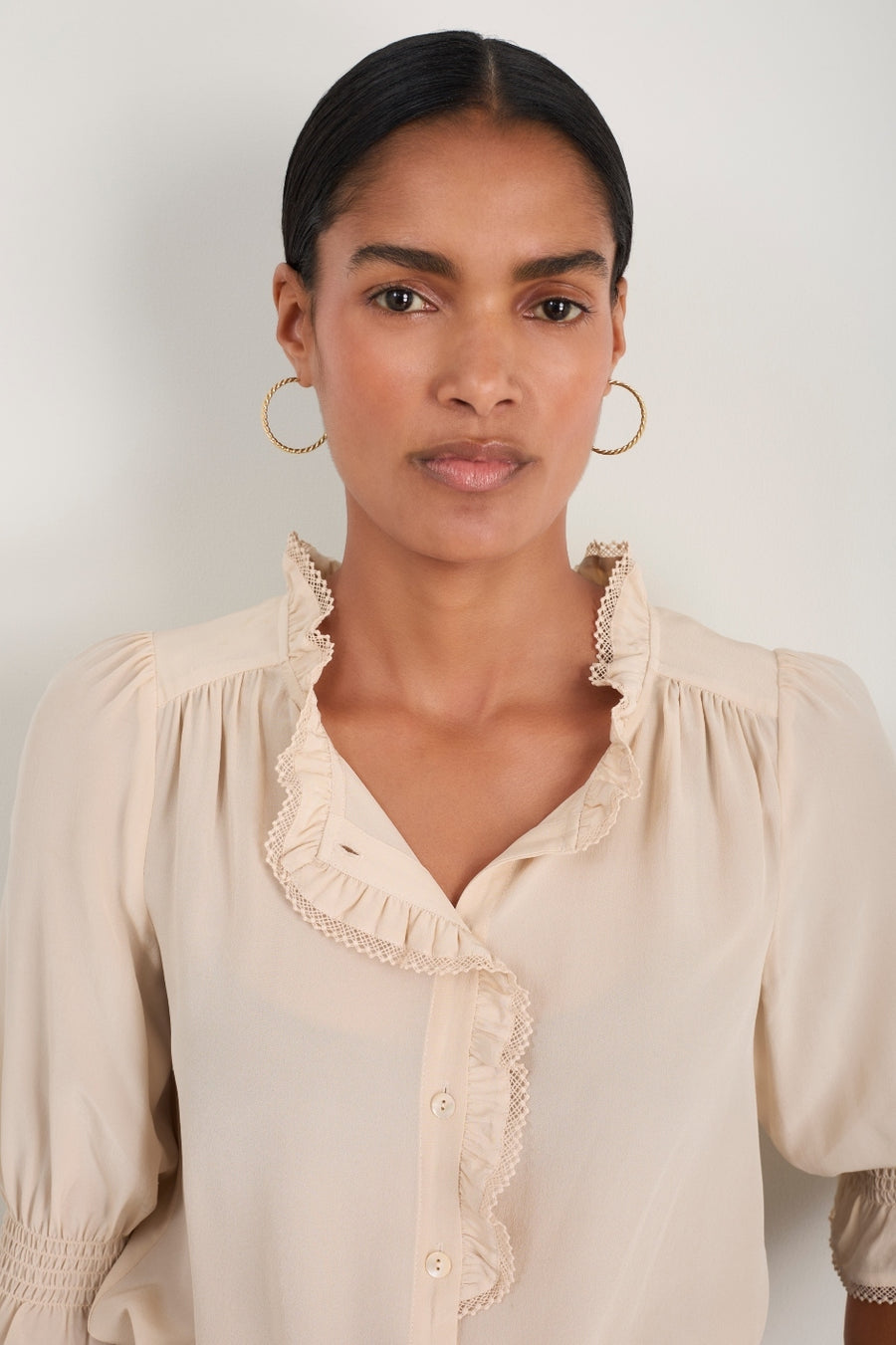 Frankie Silk Blouse - Oyster