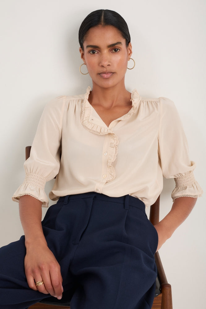 Frankie Silk Blouse - Oyster