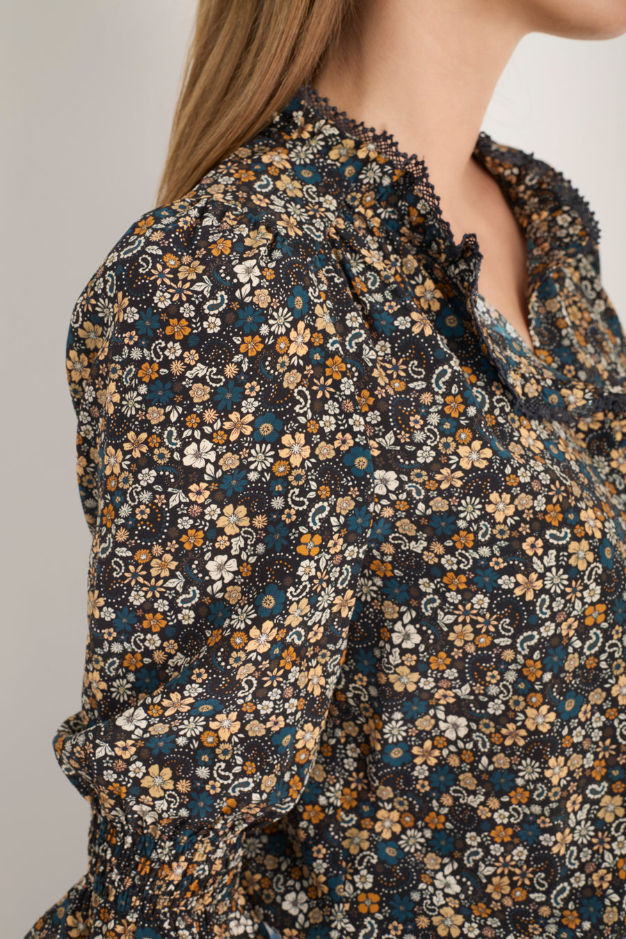 Frankie Silk Blouse - Retro Floral Scarf