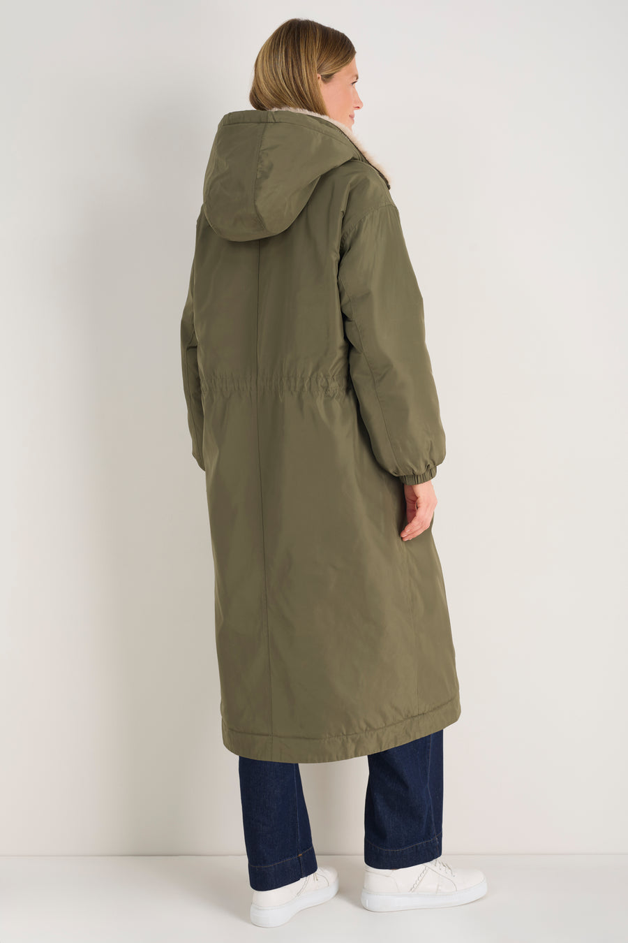 Freya Faux Fur Lined Coat - Mid Olive