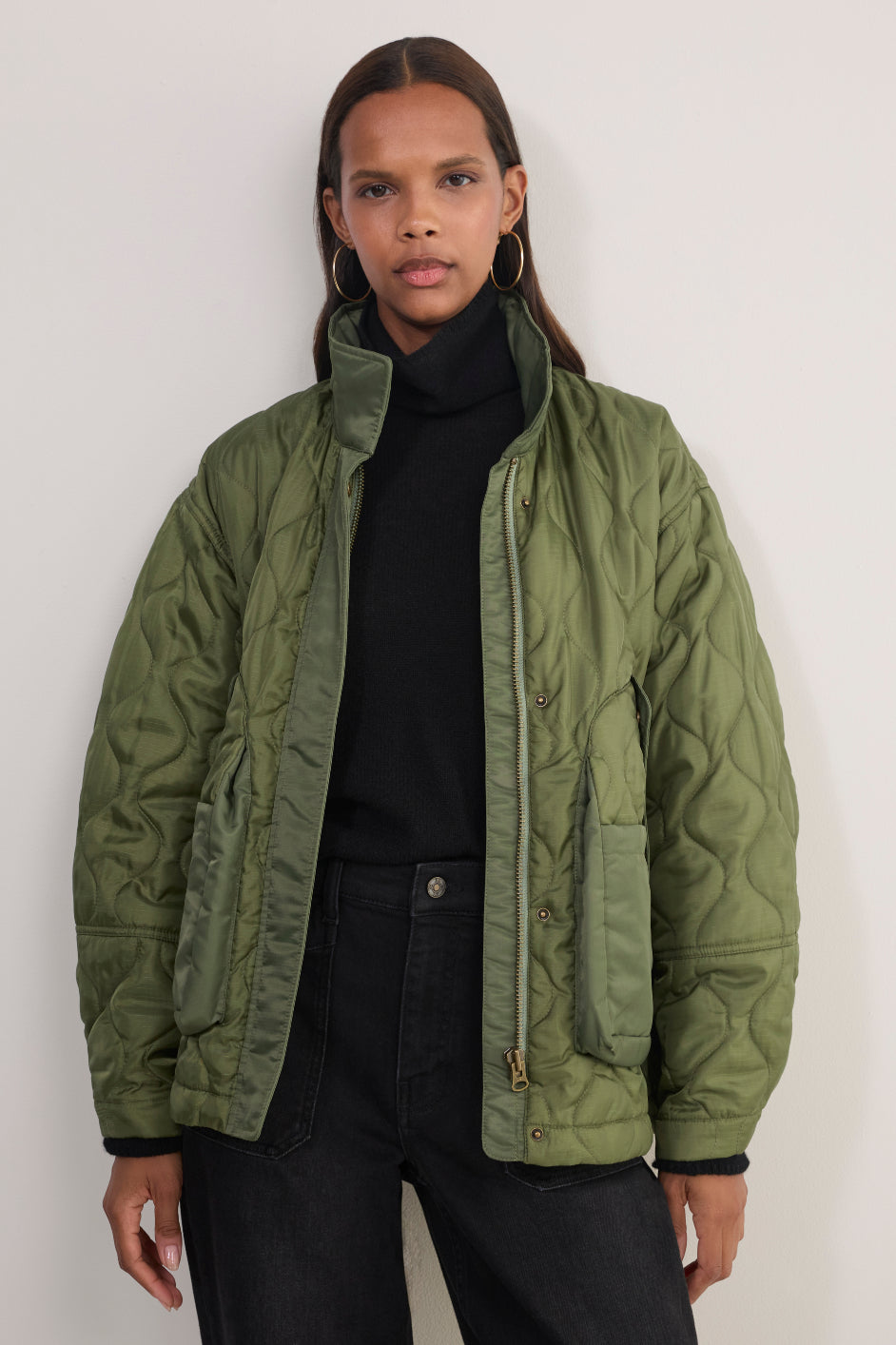 Gaia Quilted Coat - Khaki