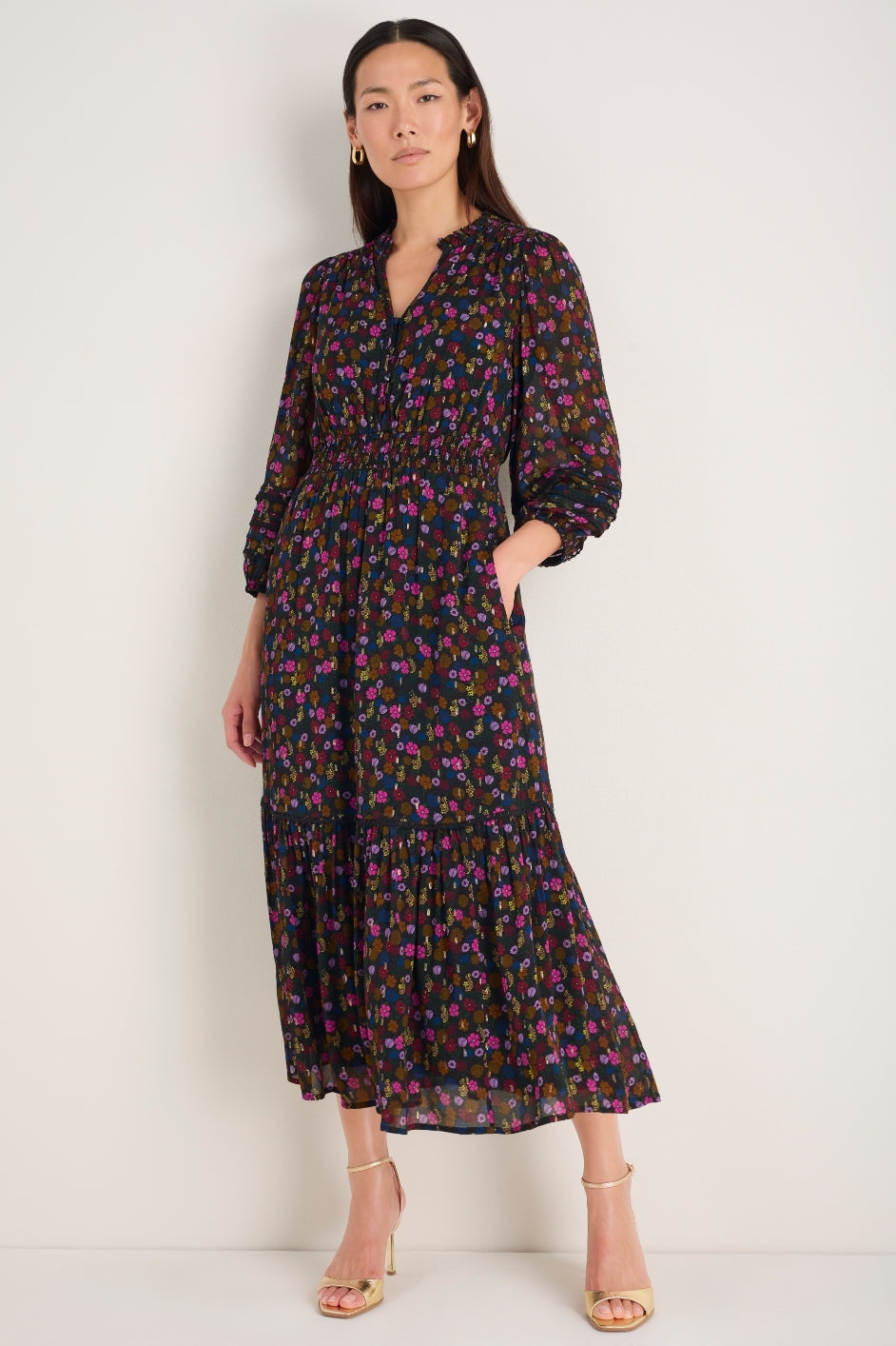 Georgina Dress - Autumn Garden Ditsy Metallic