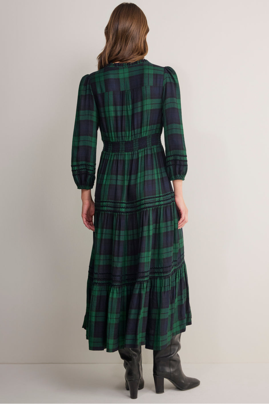 Georgina Dress - Midnight/Forest Check