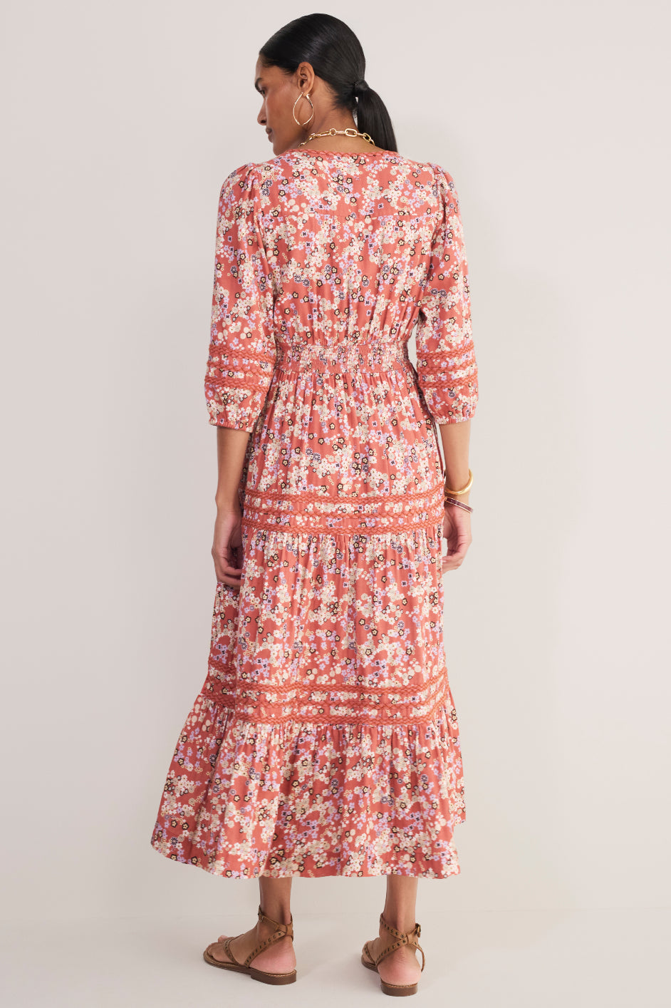 Georgina Dress - Warm Clay Layered Ditsy