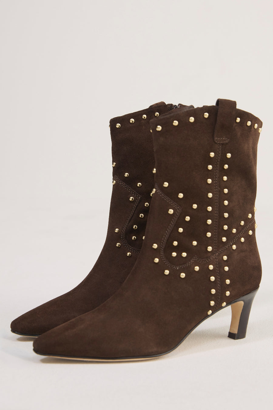 Goldie Studded Suede Ankle Boot - Chocolate