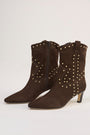 Goldie Studded Suede Ankle Boot - Chocolate
