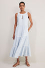 Hallie Halterneck Dress - Blue/White Stripe