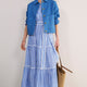 Hallie Halterneck Dress - Riviera Blue/White Stripe