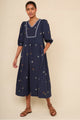 Hana Embroidered Dress - Midnight