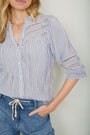 Harper Blouse - Blue/ Ivory Stripe