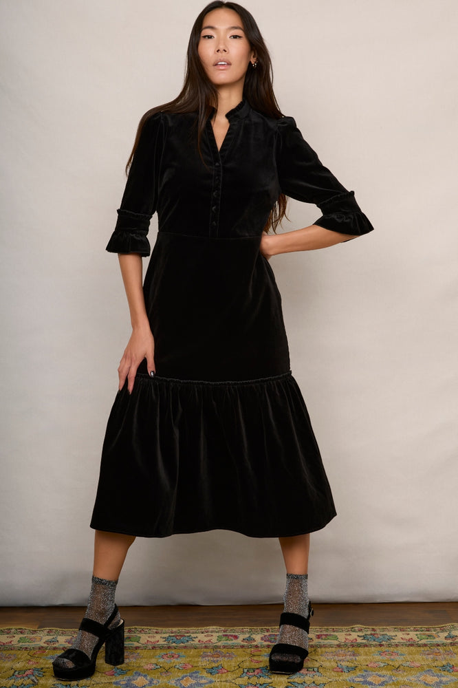 Isobel Velvet Dress - Black