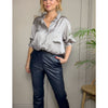 Sandrine Faux Leather Trousers - Blue/Black