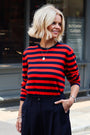 Cath x WYSE Brigitte Jumper - Tomato Red/Midnight Stripe