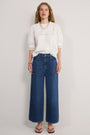 Imogen Cropped Wide Leg Jean - Mid Wash