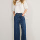 Imogen Cropped Wide Leg Jean - Mid Wash