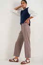 Ingrid Check Crop Trouser - Tan/Red Check