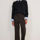 Ingrid Straight Leg Trouser - Black/Chocolate Check