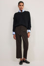 Ingrid Straight Leg Trouser - Black/Chocolate Check