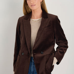 Iris Cotton Velvet Blazer - Cocoa
