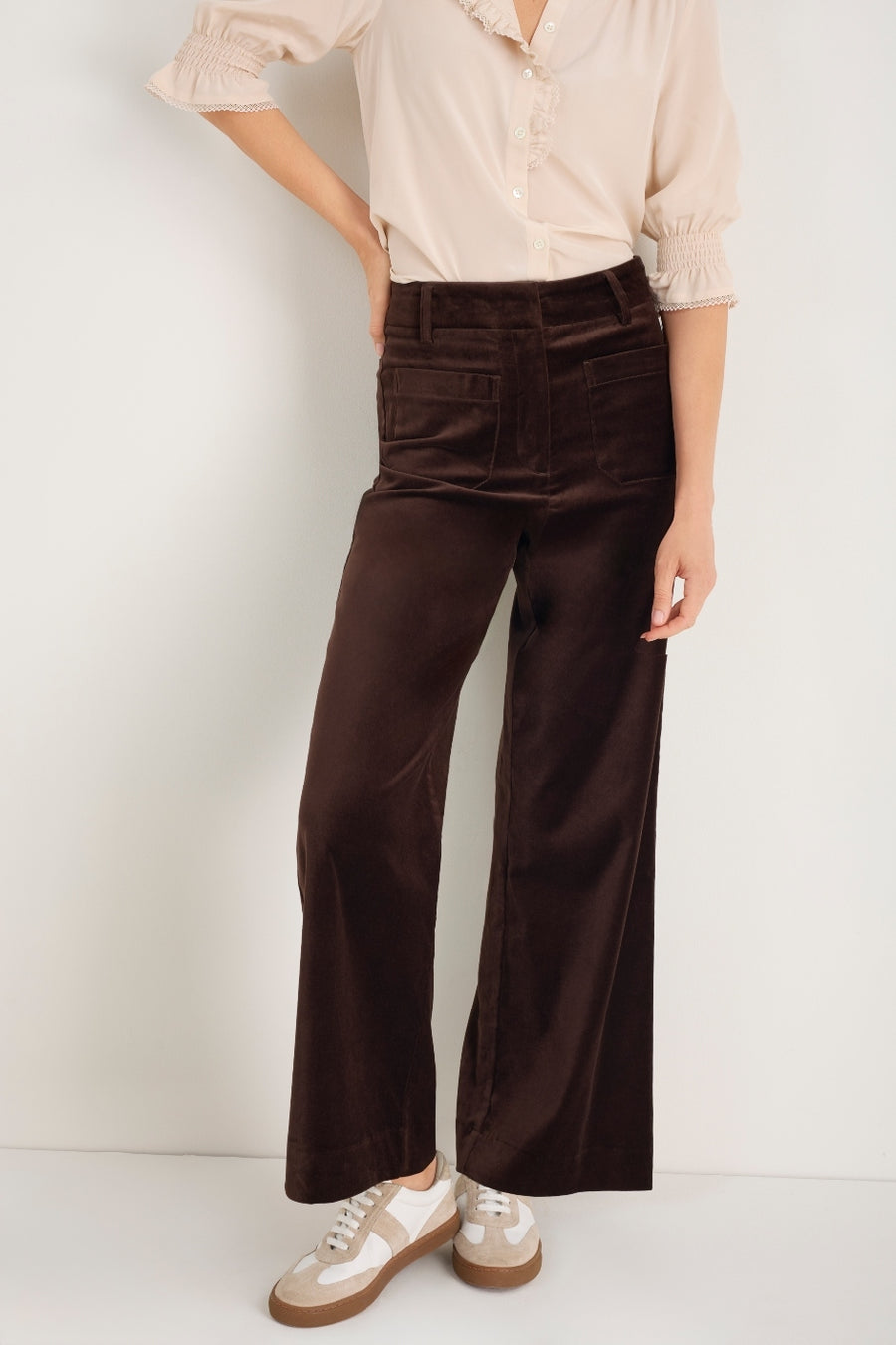 Iris Cotton Velvet Trouser - Cocoa
