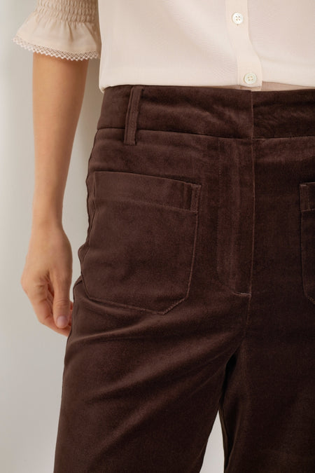 Iris Cotton Velvet Trouser - Cocoa