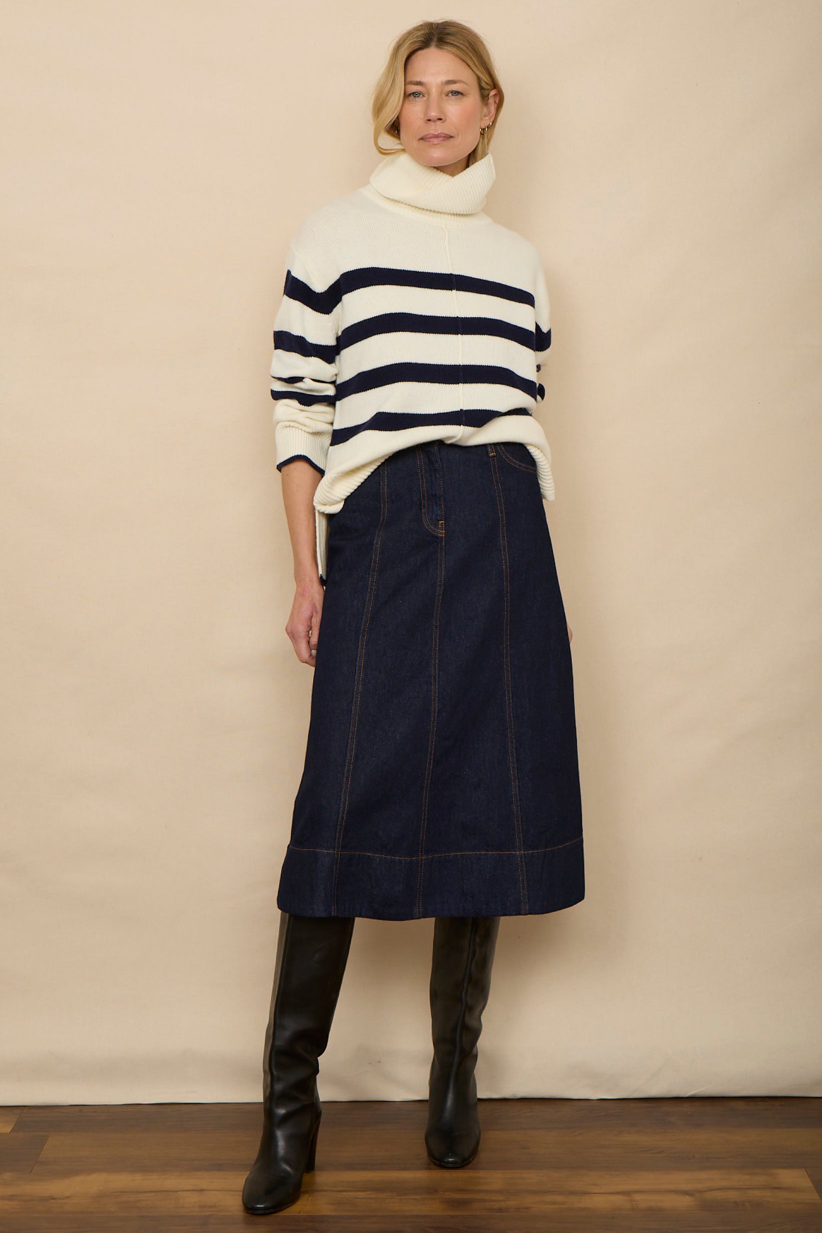 Iris Denim Skirt Dark Indigo Denim WYSE London