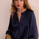 Isla Silk Satin Blouse - Midnight