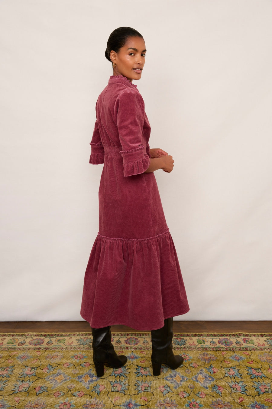 Isobel Cord Dress - Plum – WYSE London