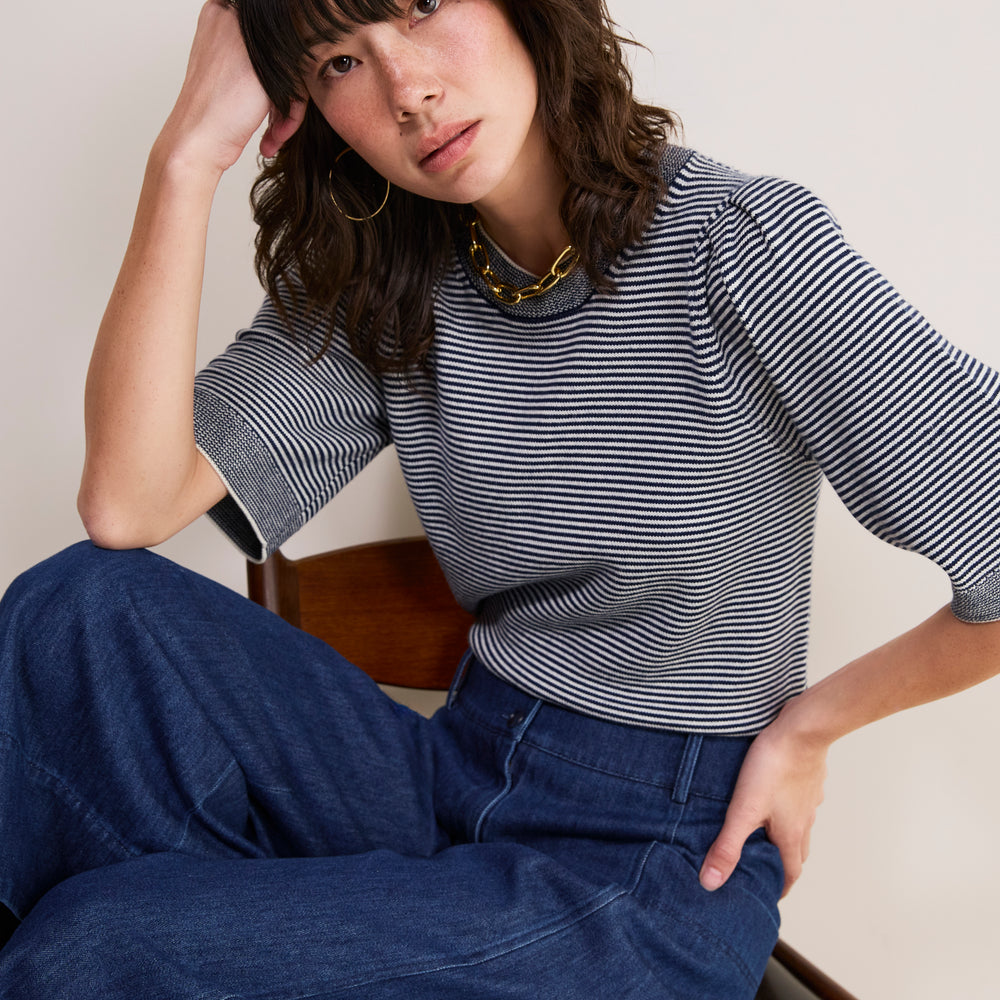 Ivy Jumper - Midnight/Ivory Micro Stripe