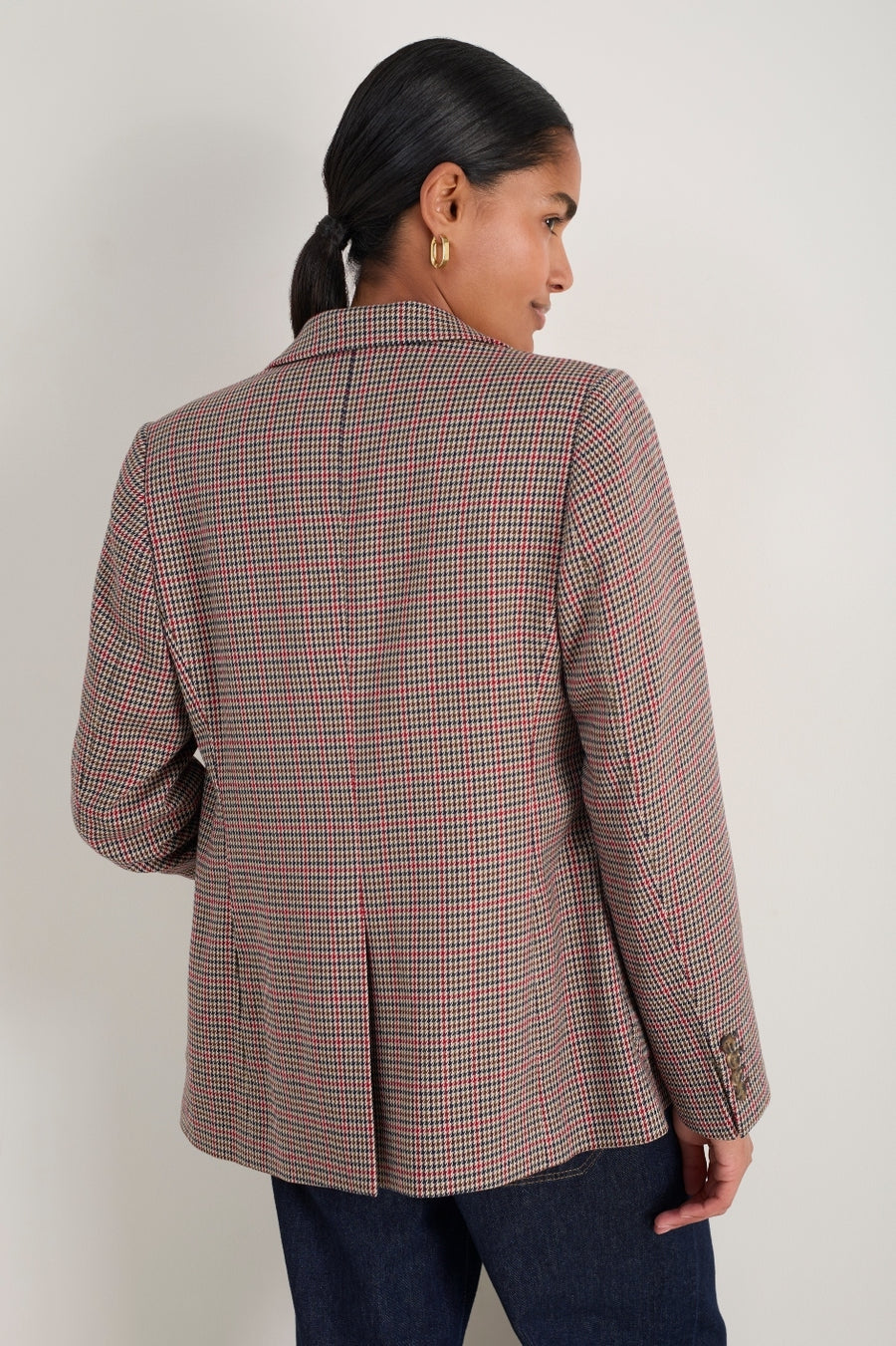 Ingrid Blazer - Tan/Red Check