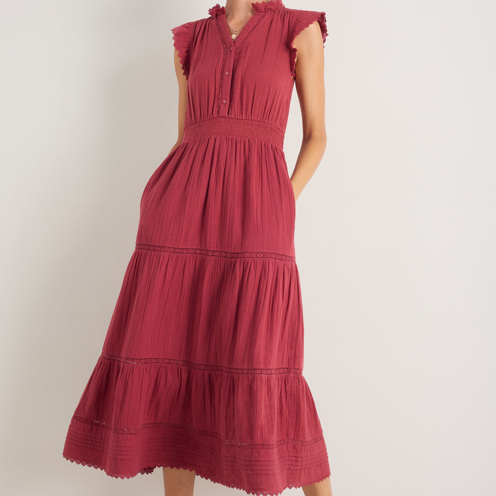 Jacinda Dress - Sangria Red