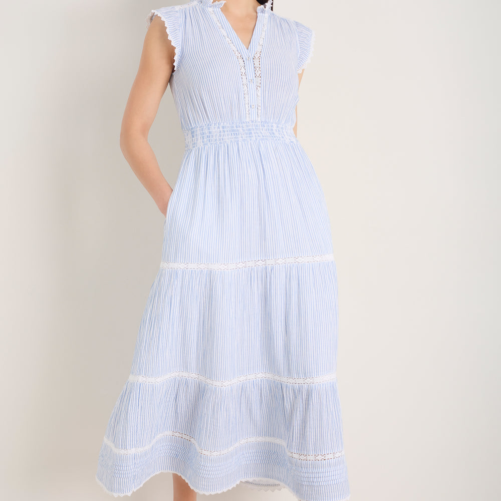 Jacinda Dress - Sky Blue/White Stripe