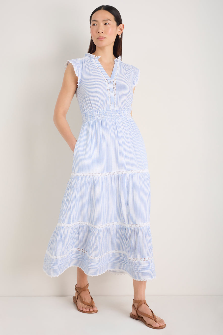 Jacinda Dress - Sky Blue/White Stripe