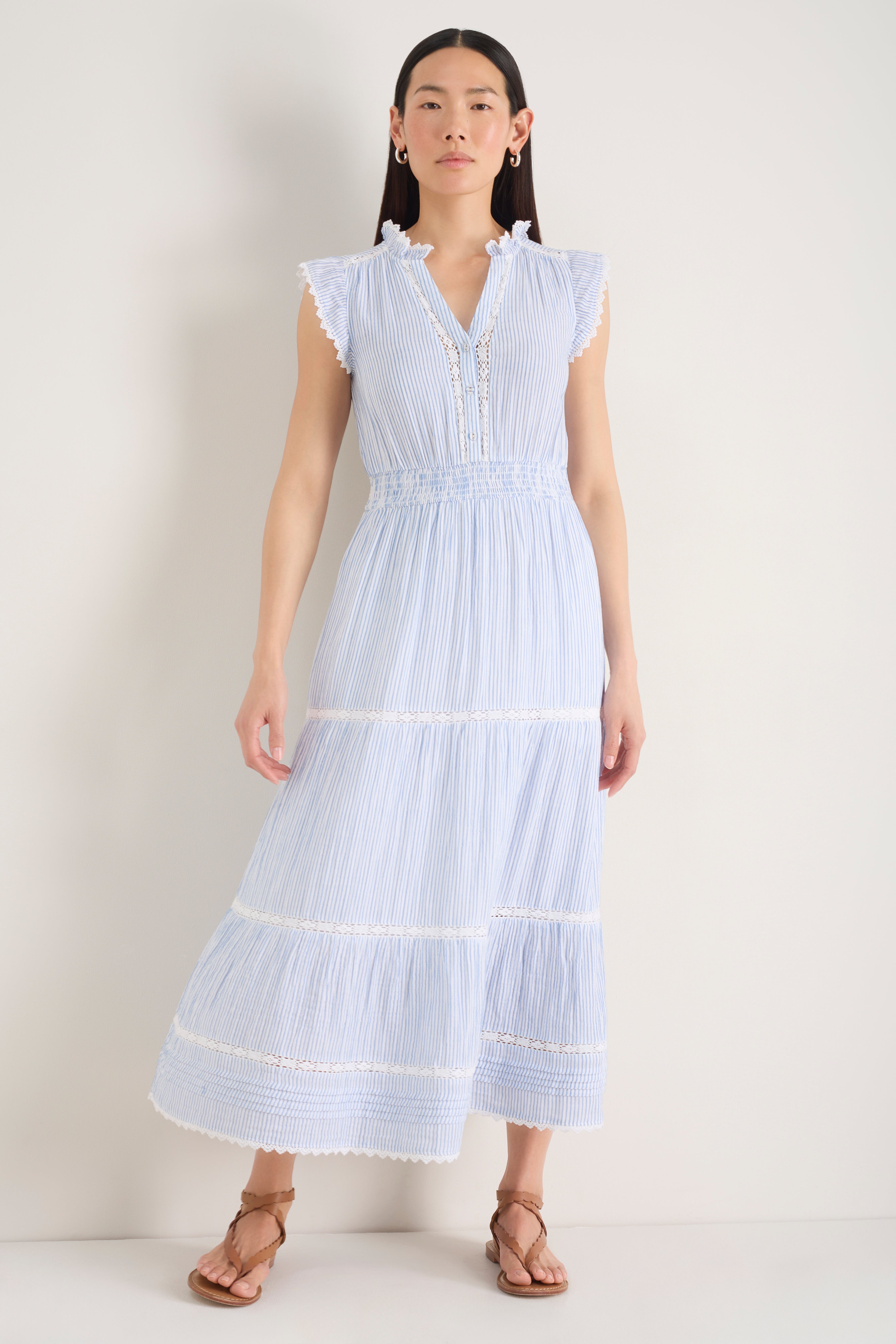 Jacinda Dress - Sky Blue/White Stripe
