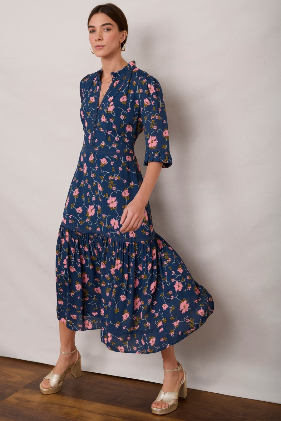 Jodi Dress Navy Floral – WYSE London