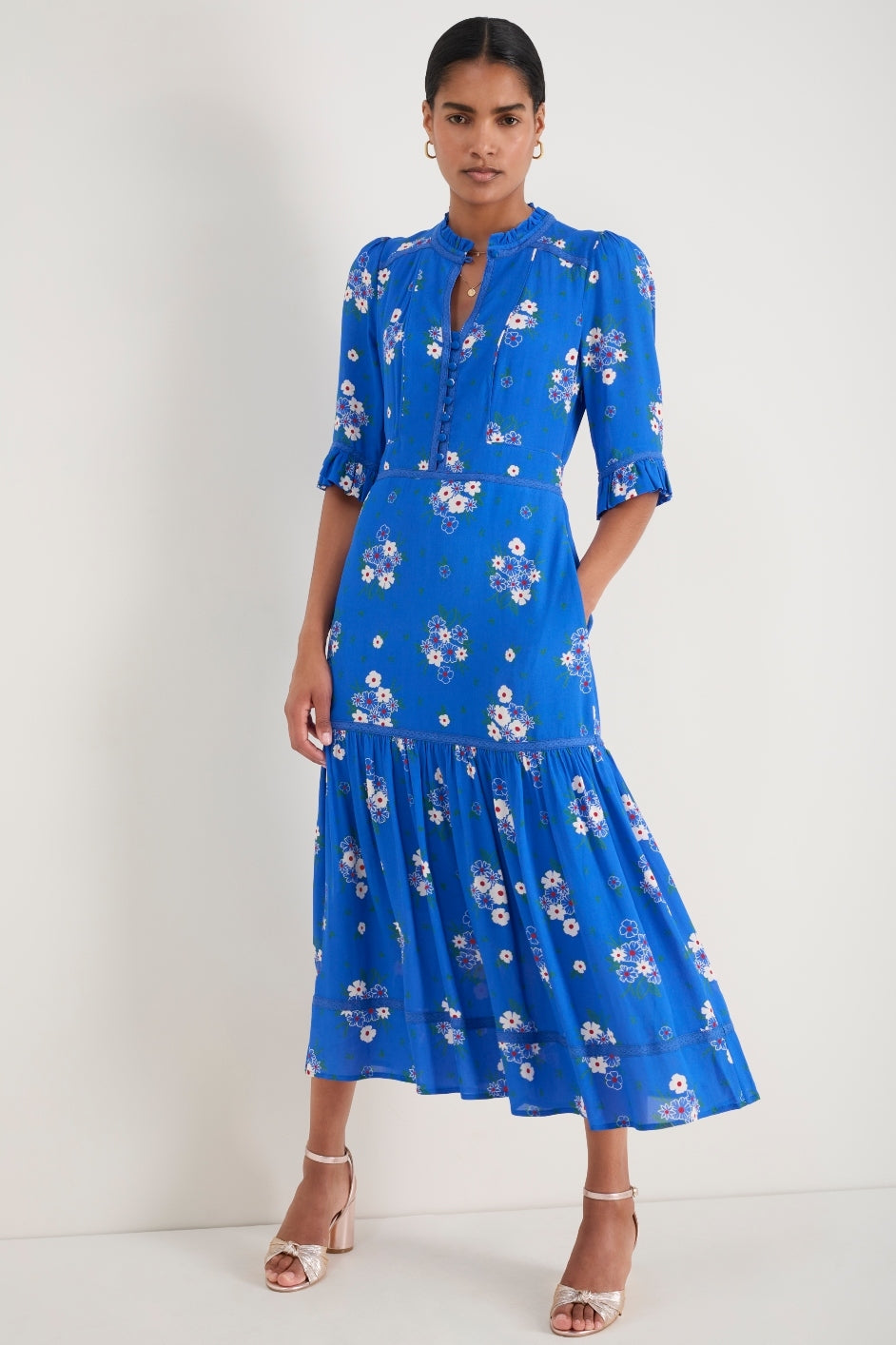 Jodi Dress - Cobalt Blue Spaced Floral – WYSE London